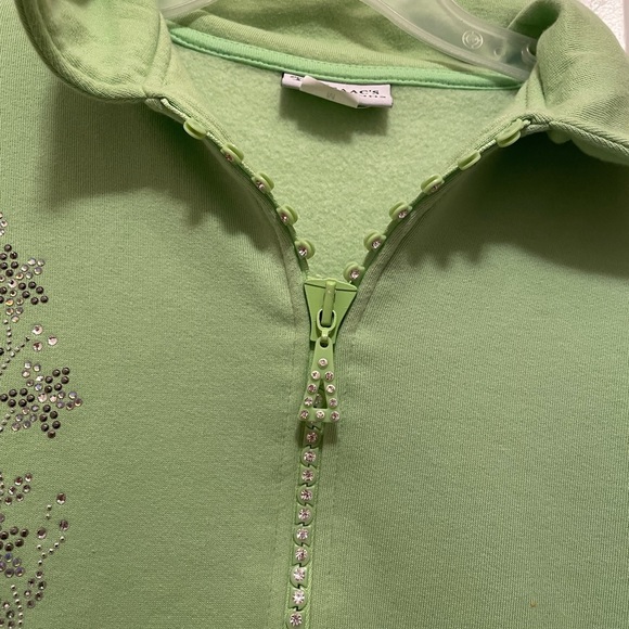 Isaac’s Designs size M full-zip front sweatshirt in bright green w/some bling - Picture 4 of 11